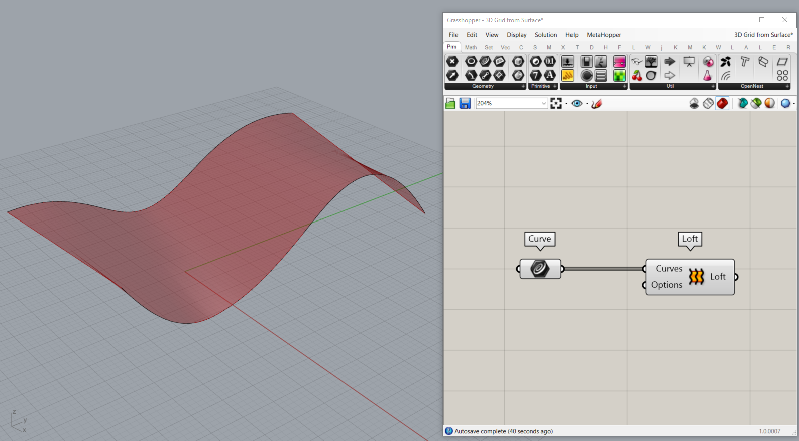 Create a loft with two curves  