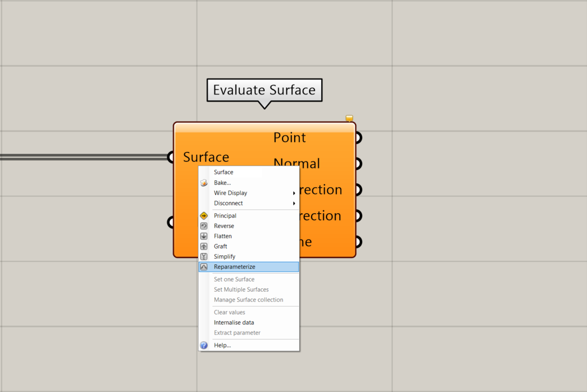 Reparametrize the surface input 