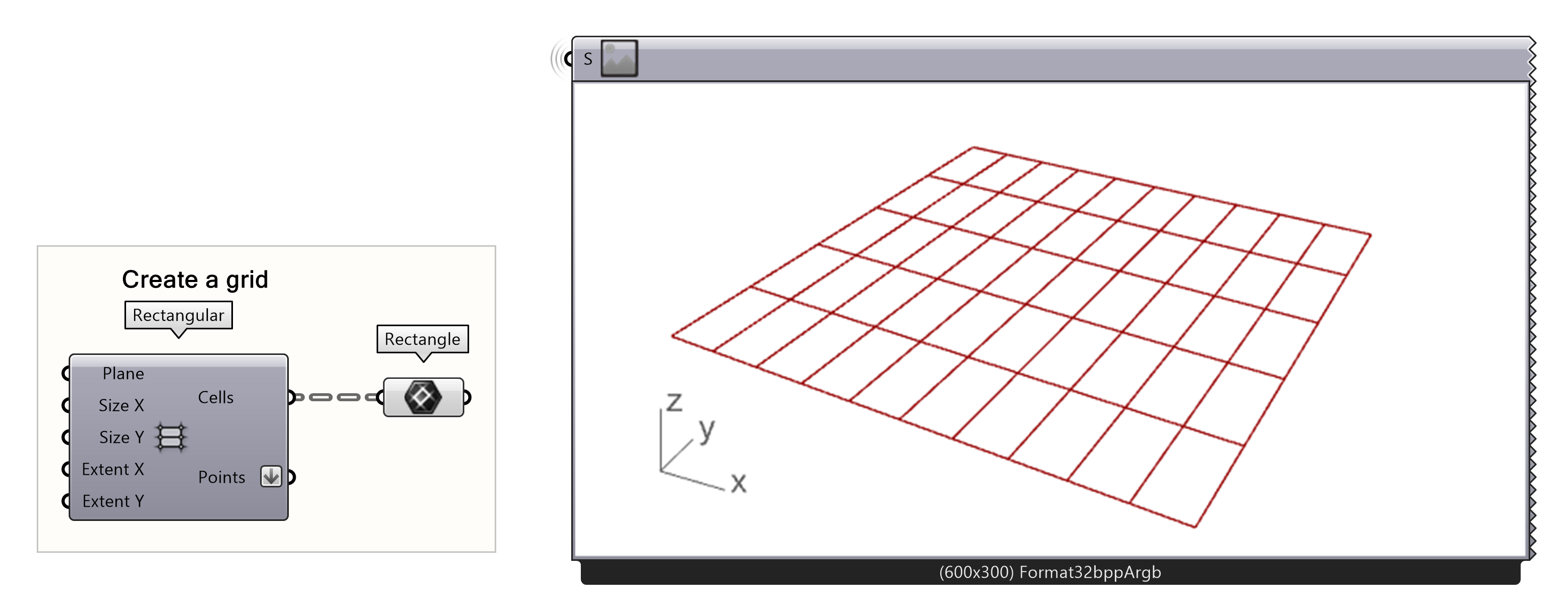 Create a grid using rectangular