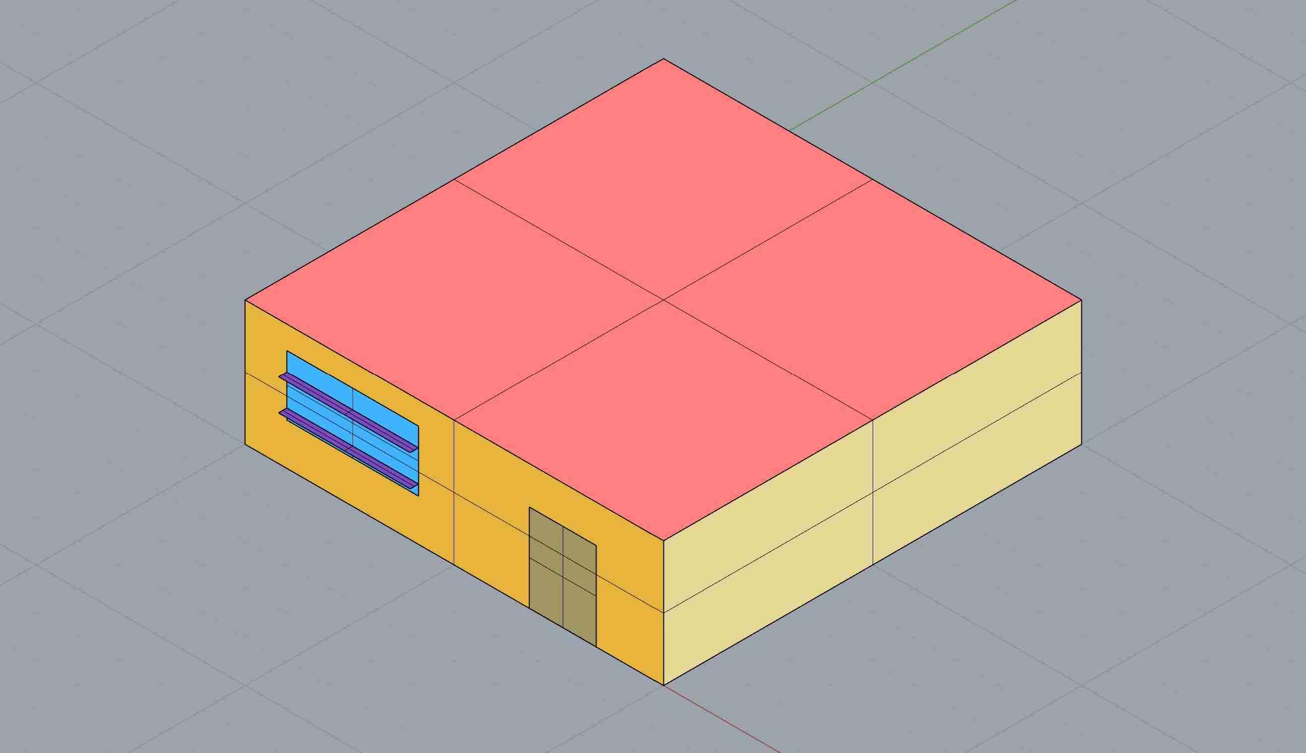 Shoebox geometry design with assigned materials