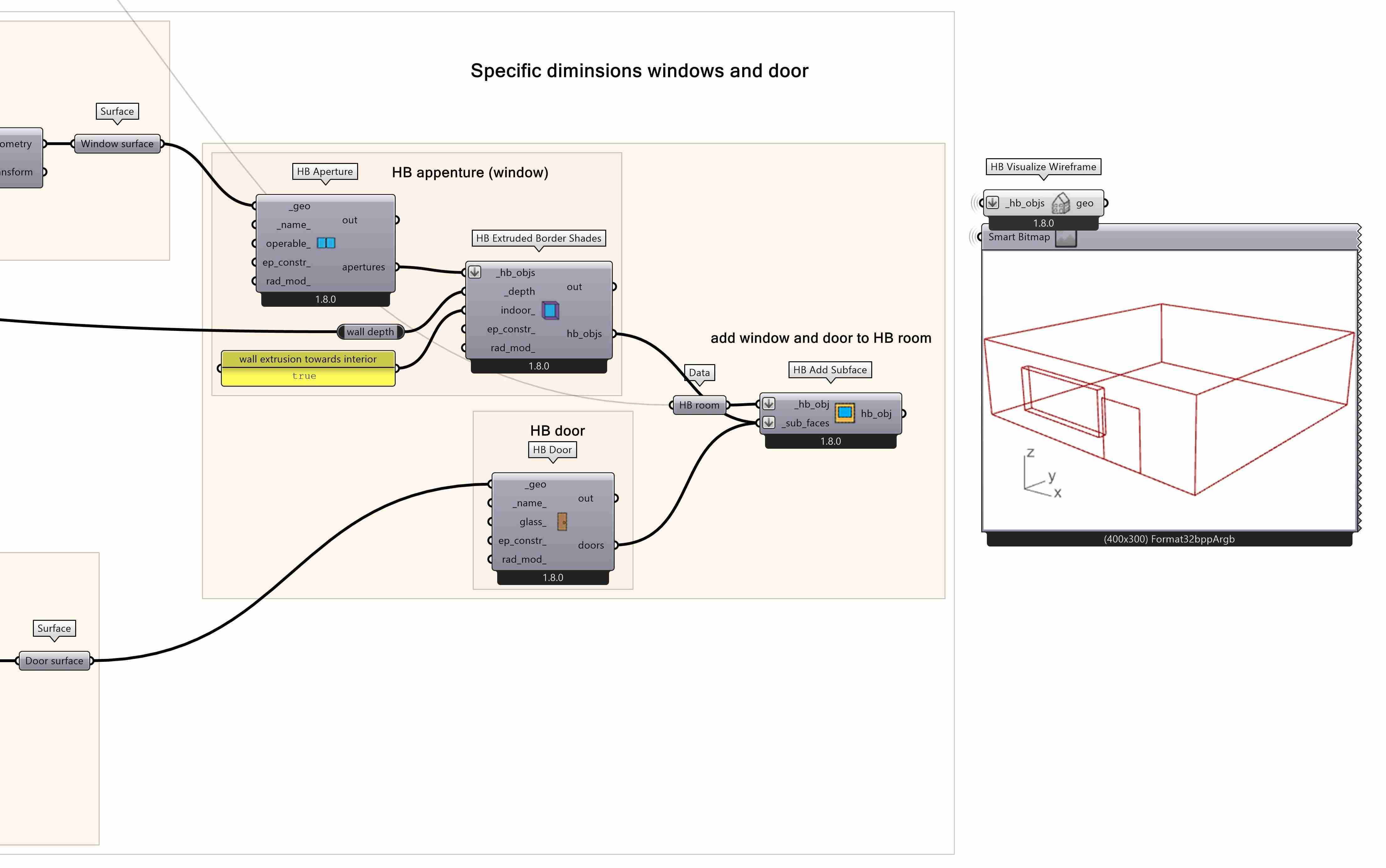 Connecting window and door geometry to HB room