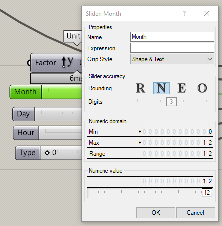 Changing the min/max & number of decimals in a Number Slider