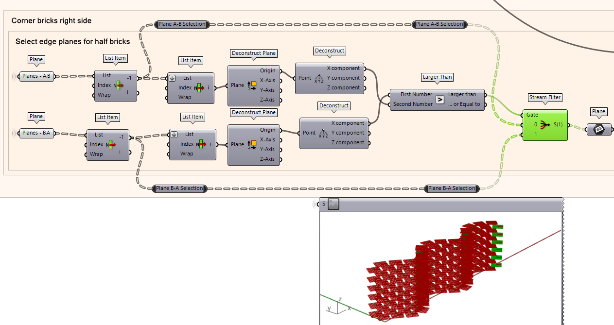 Selecting the most outer planes of the brick wall