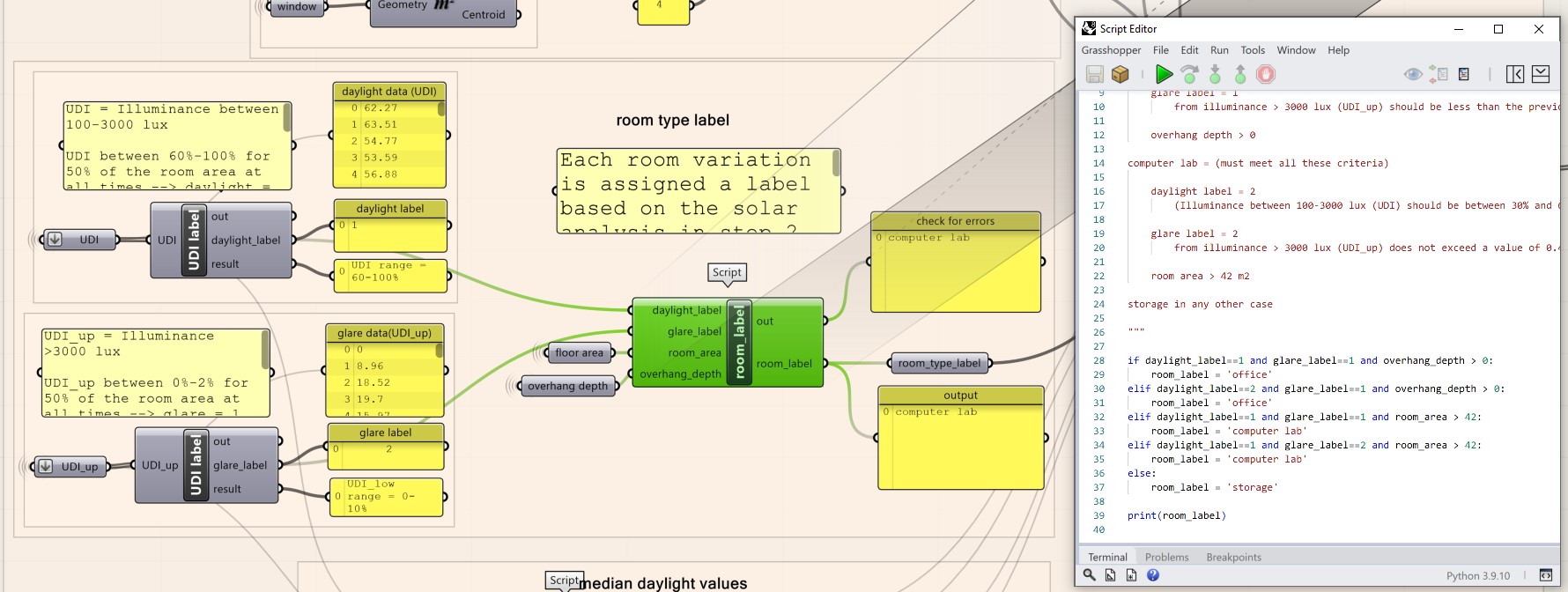 Python script to assign room label.