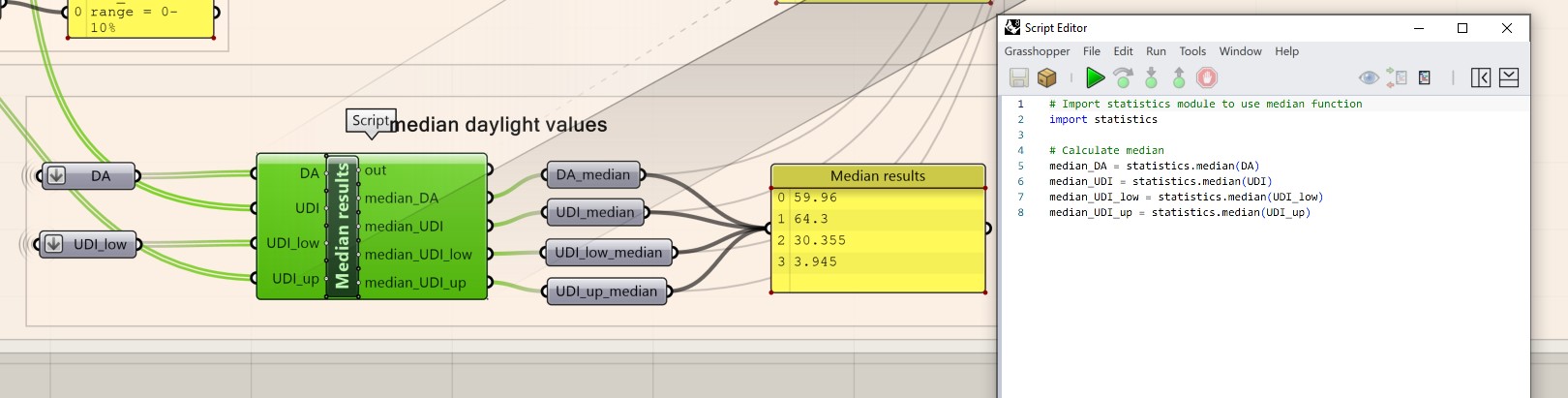 Python script to calculate median values.