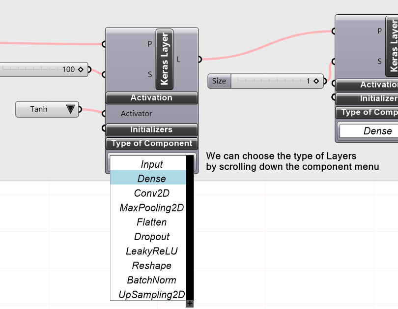 Choosing the type of component in a Keras Layer.