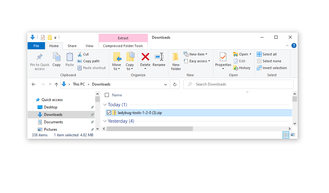 Find the ZIP-file in your explorer