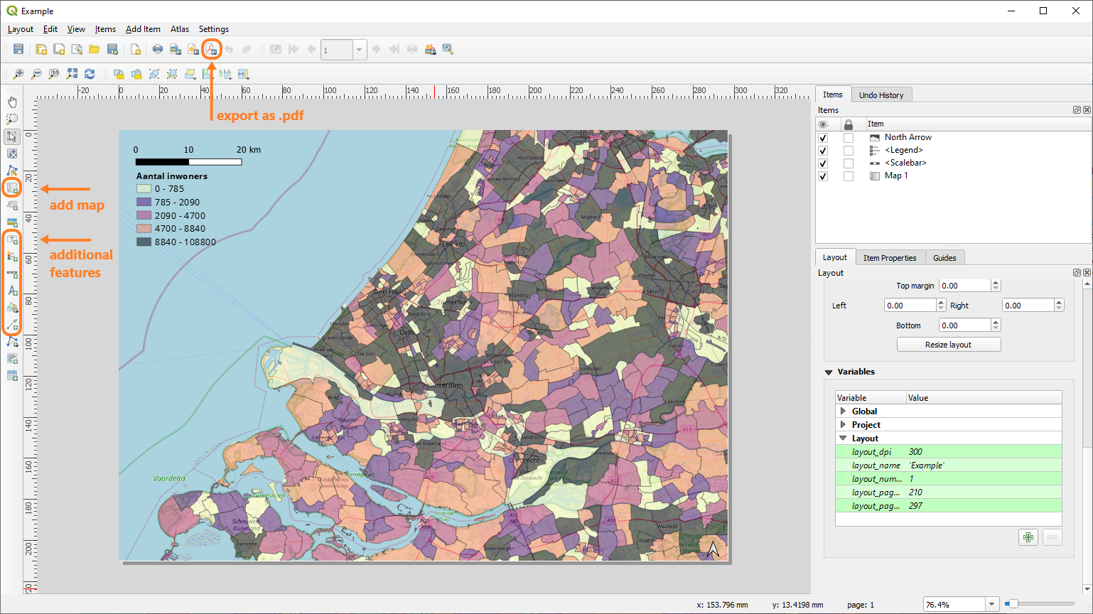 Figure 2: Additional features for the map export