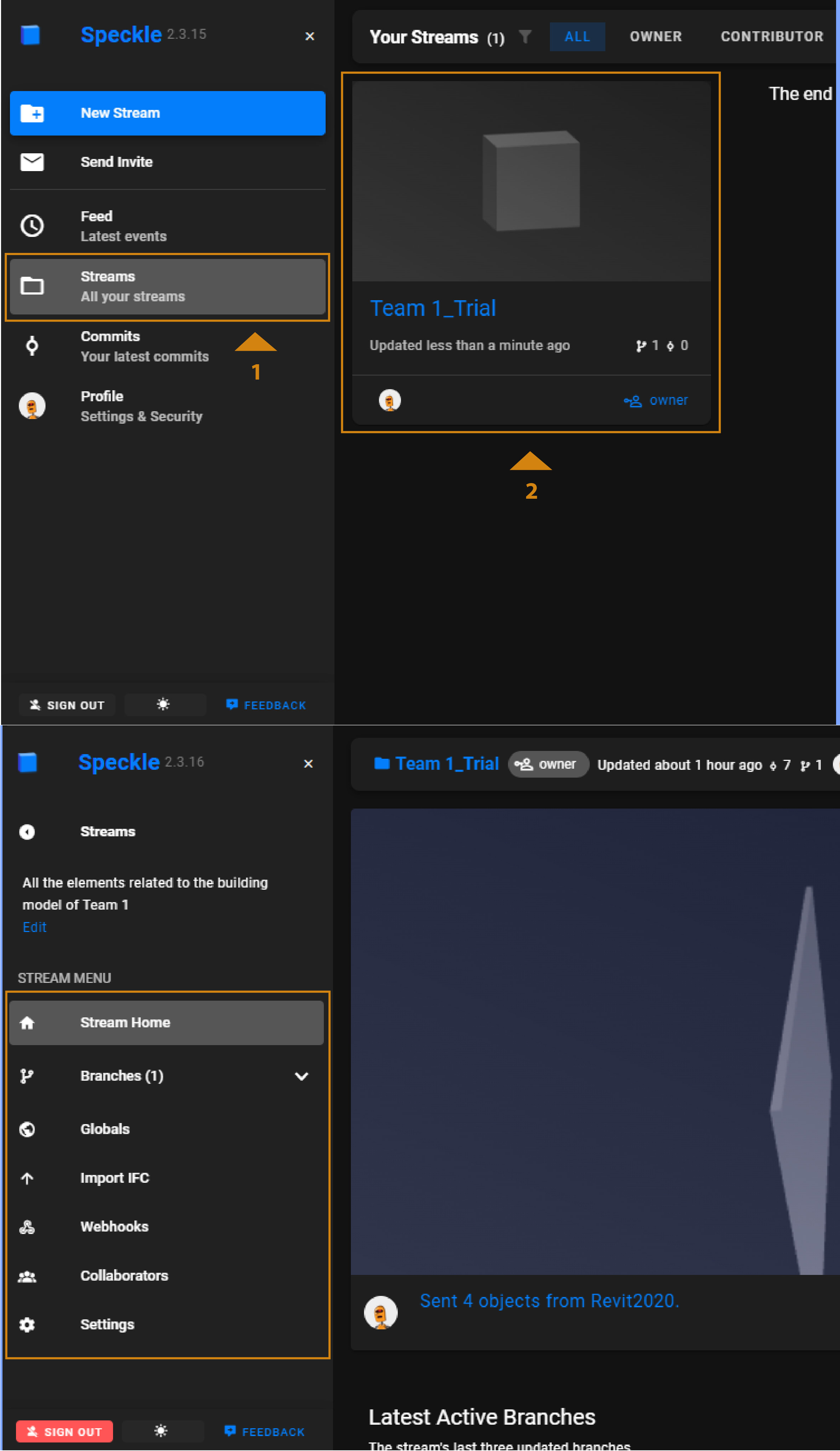 Speckle Web App - Overview of Stream properties