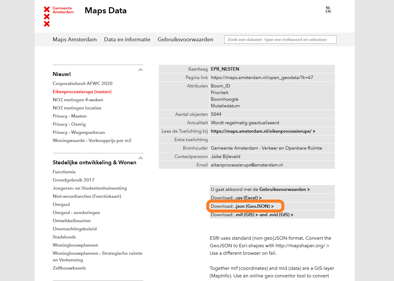 Download page of example used in tutorial. Source: maps.amsterdam.nl, eikenprocessie rups