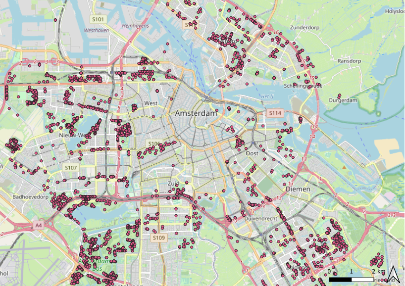 Example GeoJSON layer import in QGIS