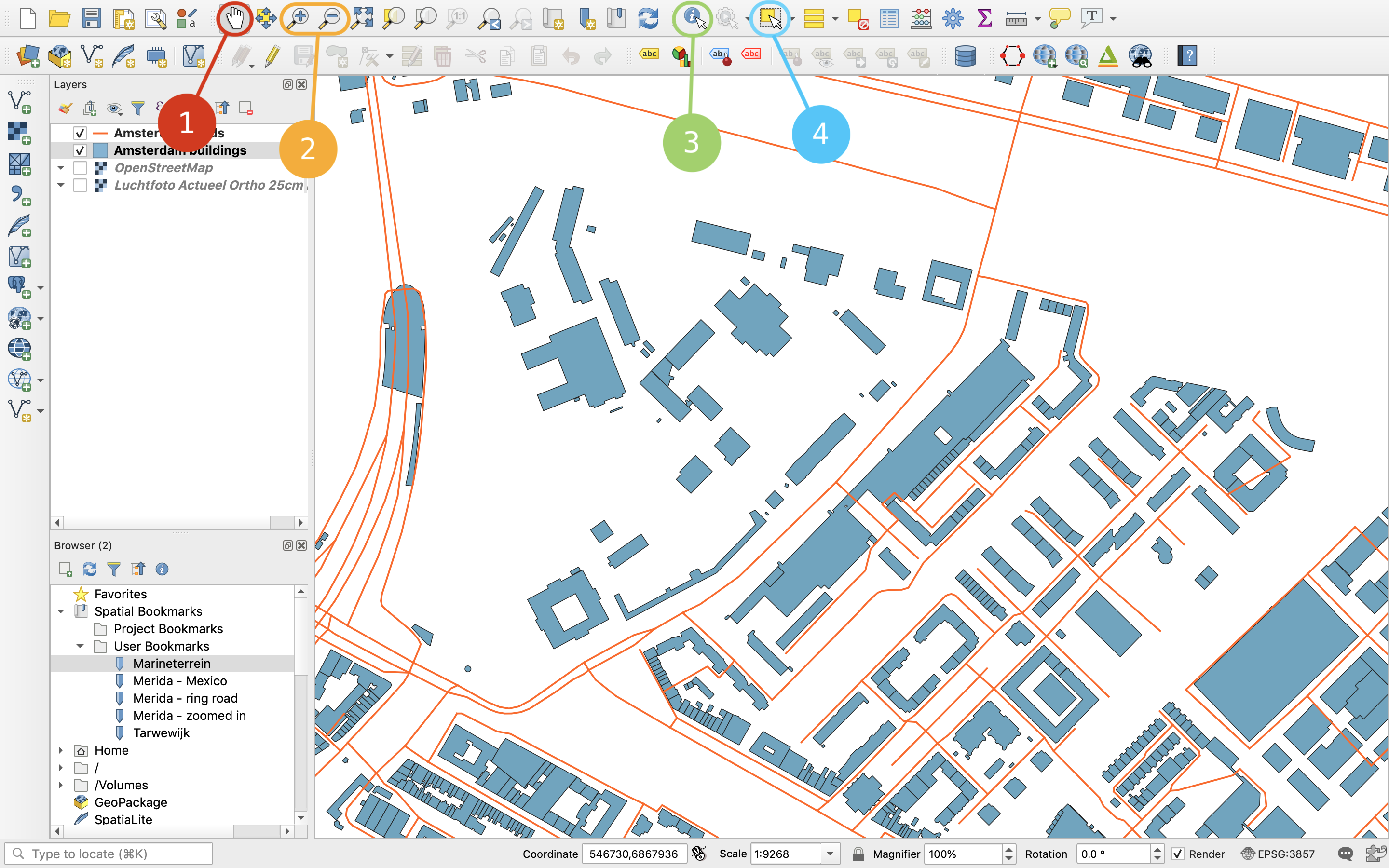 QGIS map canvas basic operations