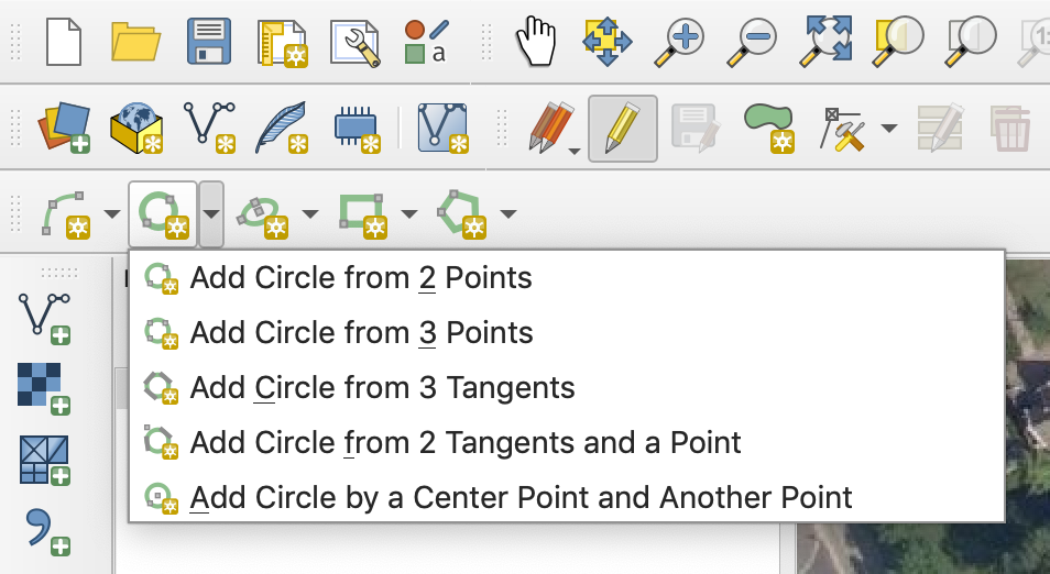 Different options for drawing a circle