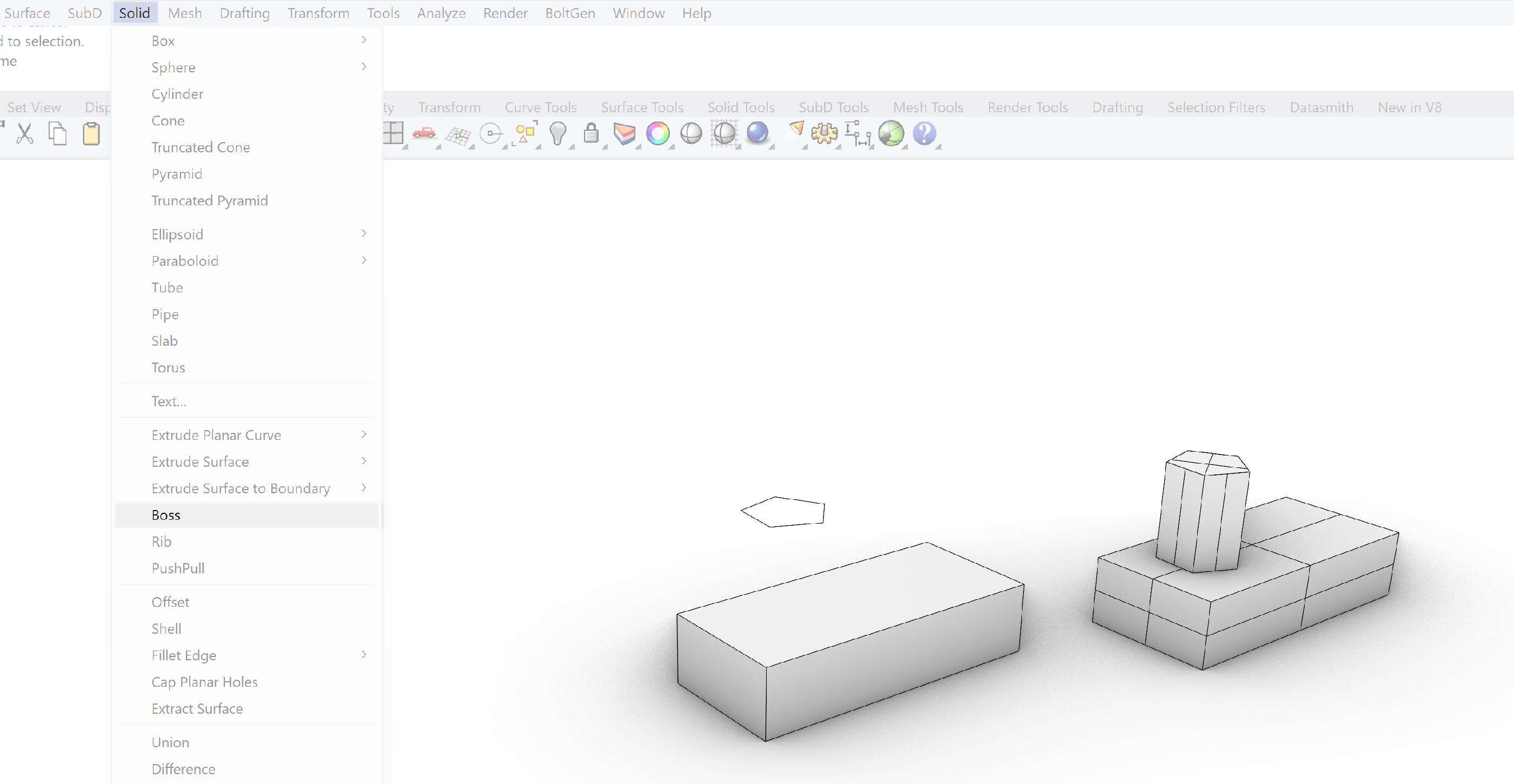 12: Boss command used on solid geometry.