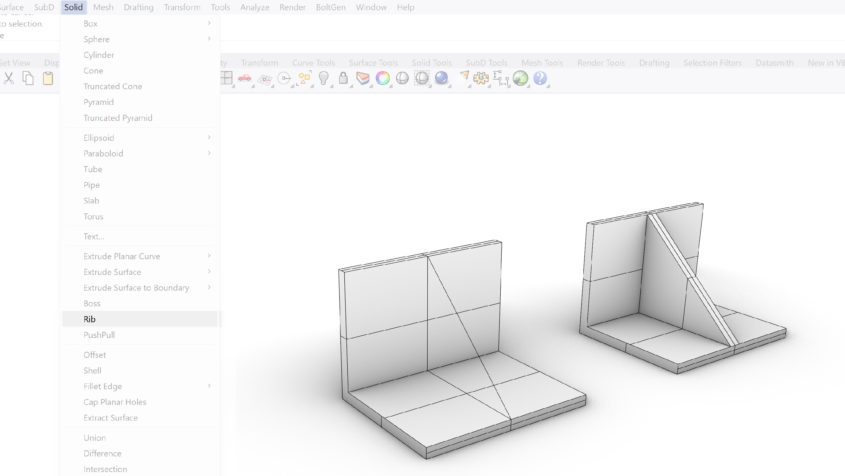 13: Adding a Rib to a solid geometry.