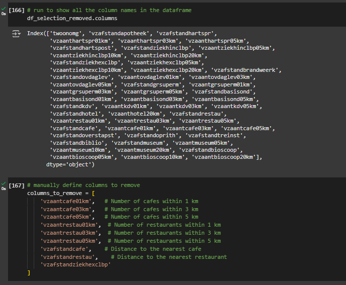 defining the column names to be removed in a new variable. 