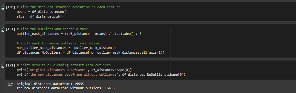 Code of removing outliers from the dataset