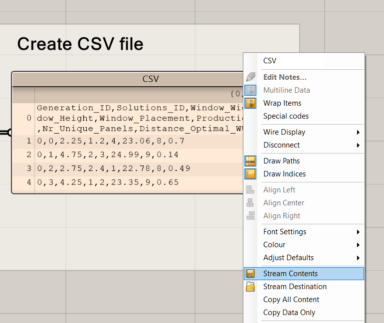 Select ‘Stream Contents’ to export the CSV file