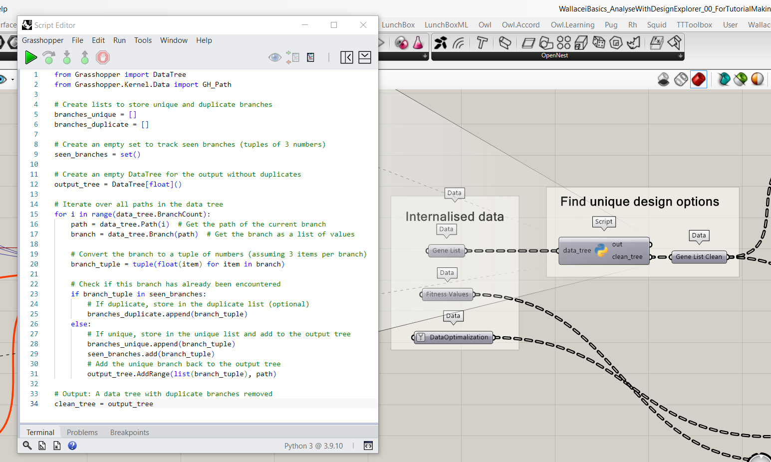 Script component to clean data tree of duplicates