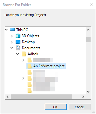 Selecting your project folder