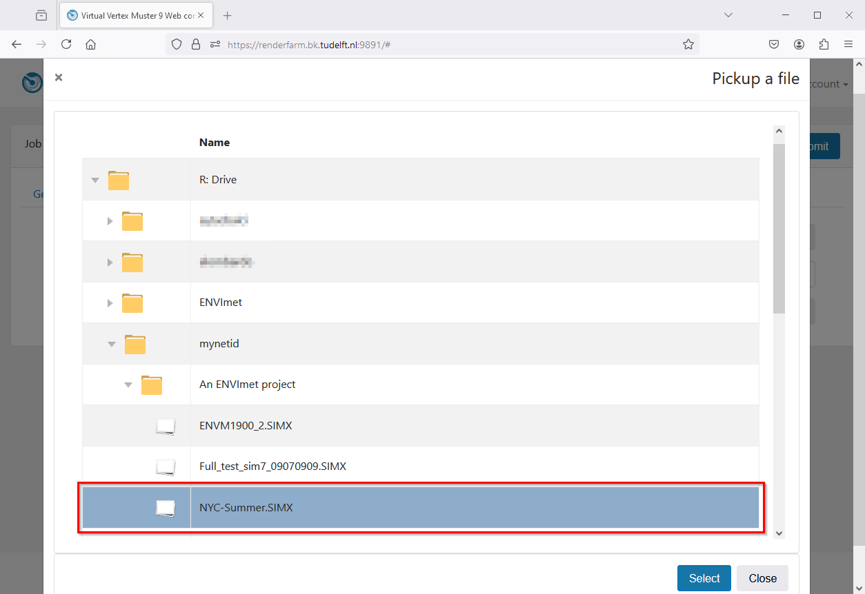 Selecting your SIMX file