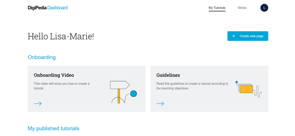 The Digipedia Teacher Dashboard personal landing page