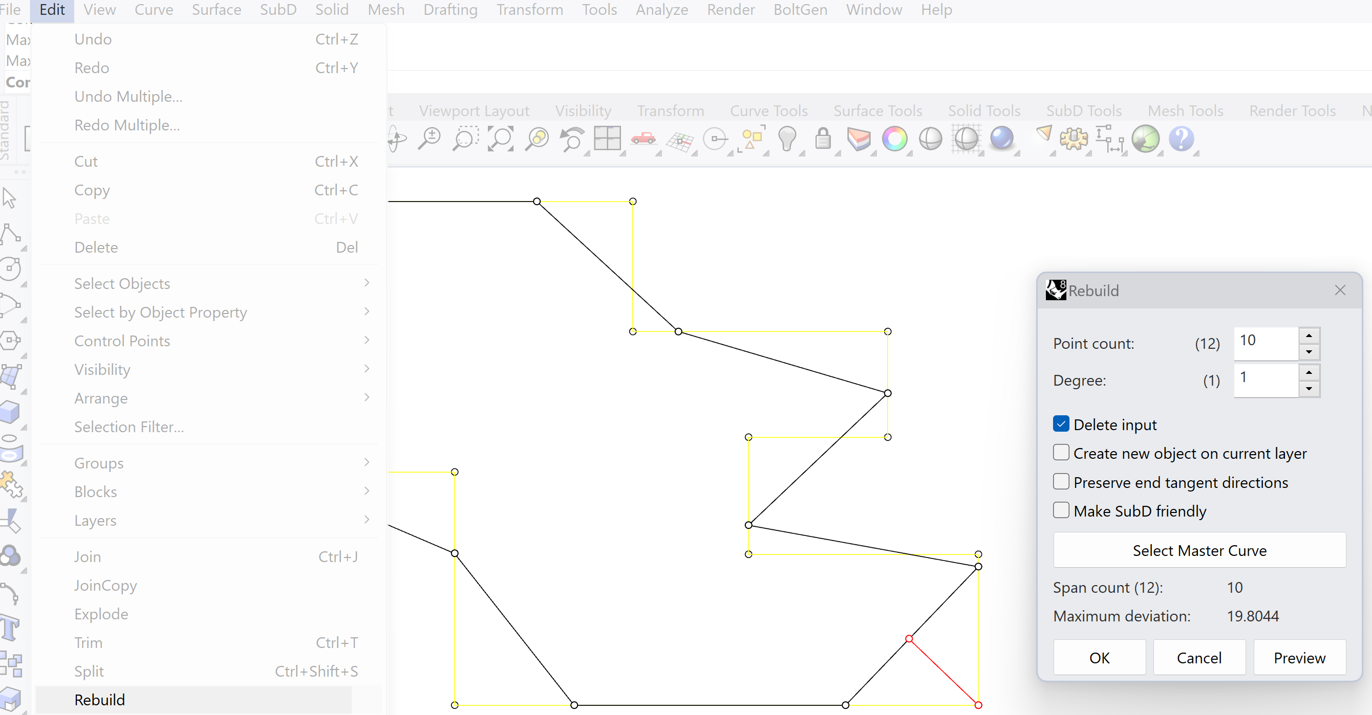 Rebuild curve