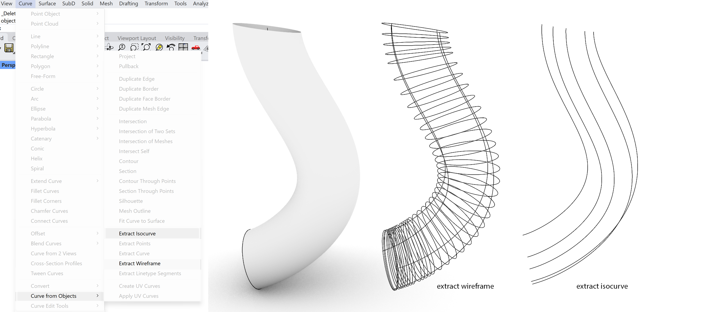 Extracting wireframe and Isocurves