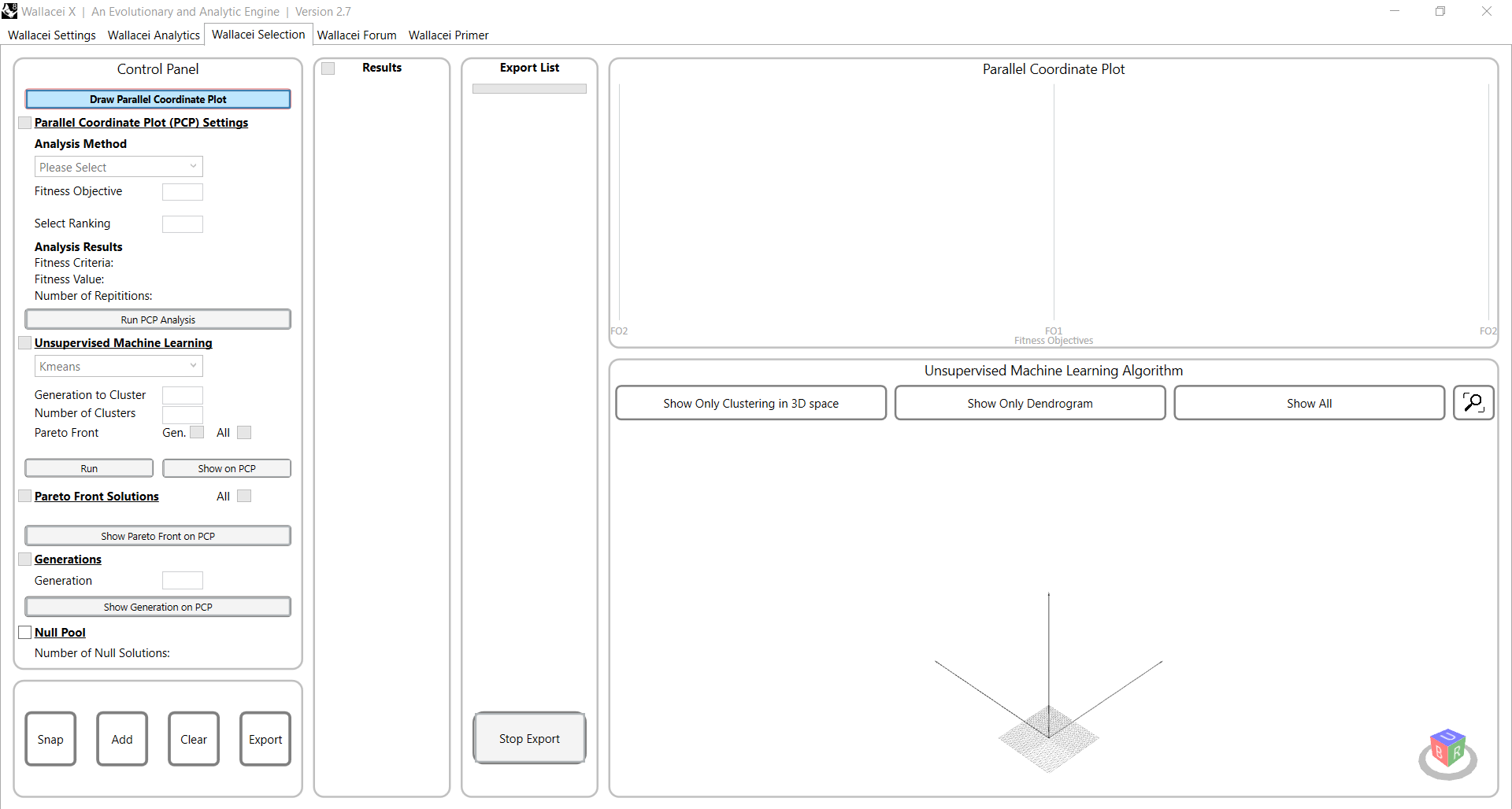 Drawing the parallel coordinate plot in Wallacei Selection tab