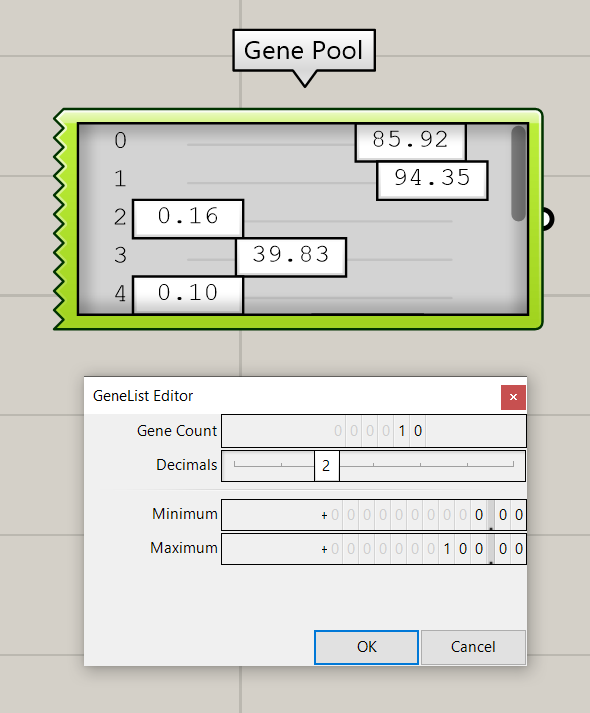 Gene List (pool) settings