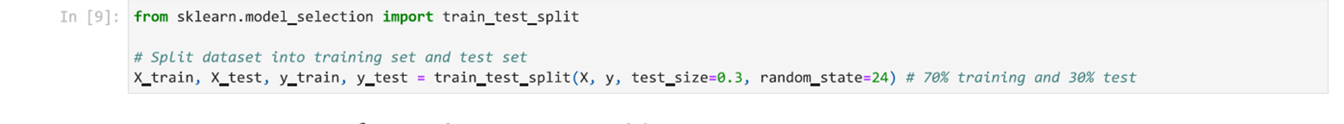 Splitting the data set into training and testing sets.