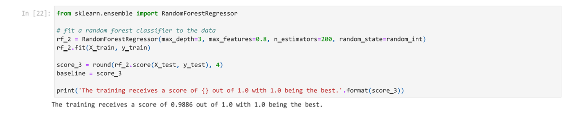 Training a model with default settings to see the results.