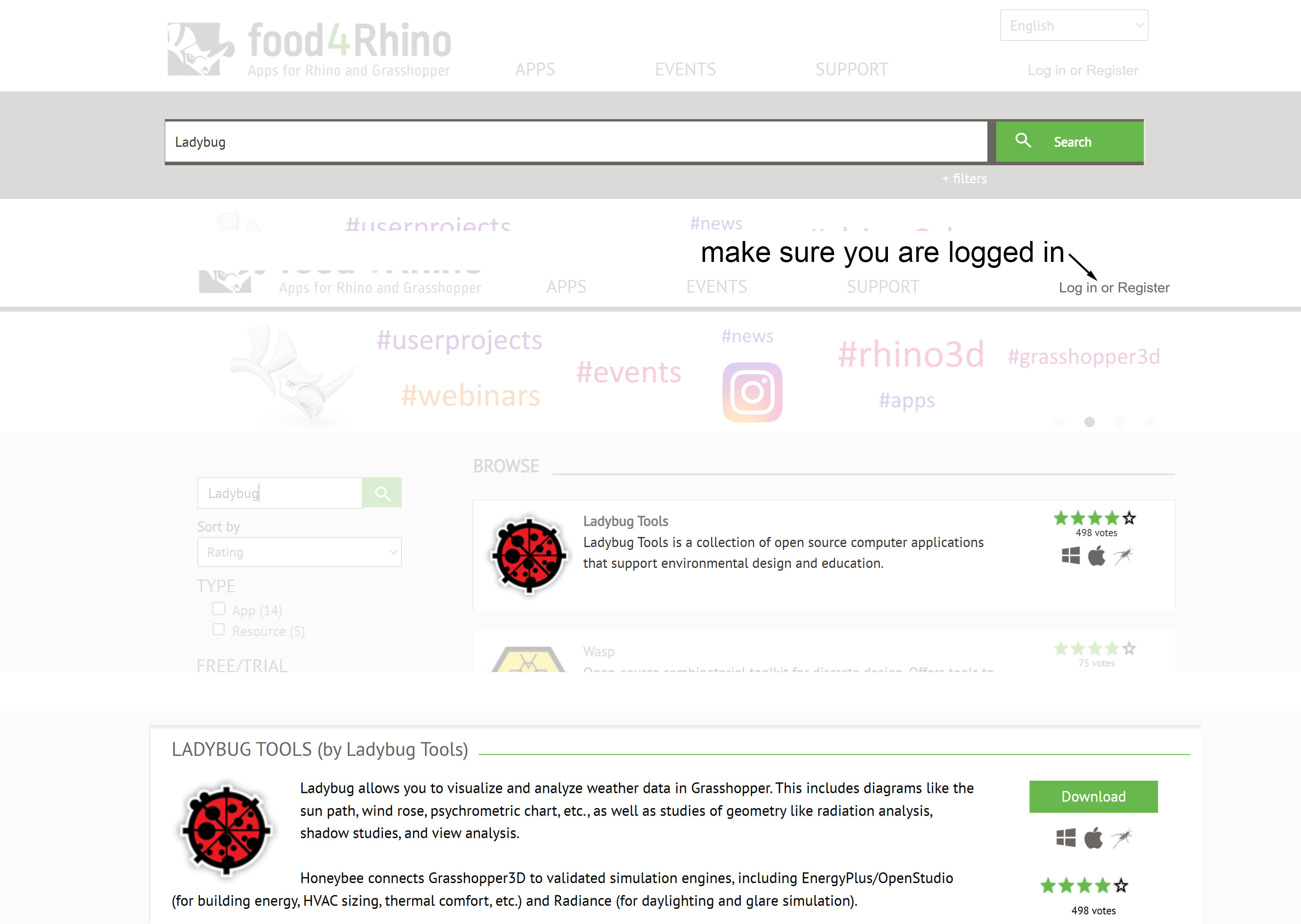 Ladybug page on Food4Rhino