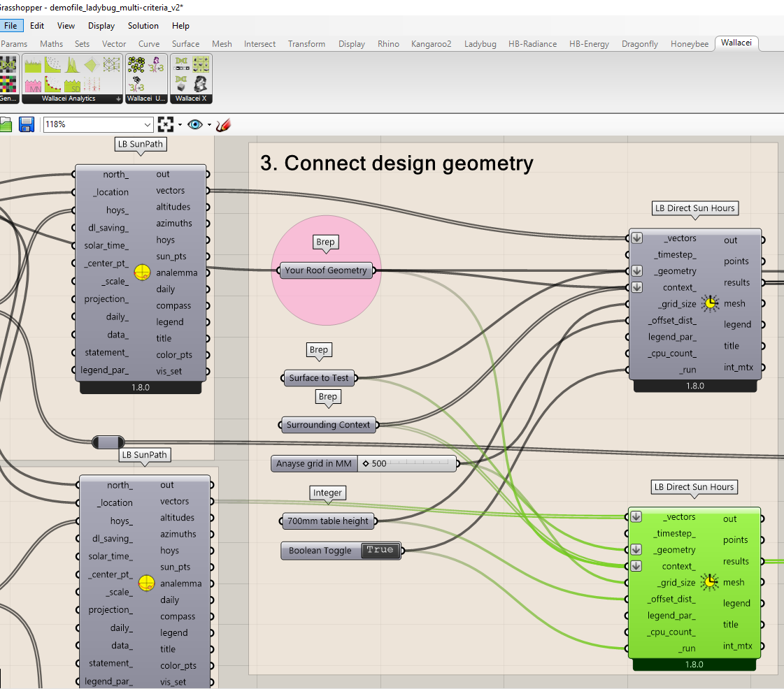 duplicate the direct sun hours component and add the new spring vectors