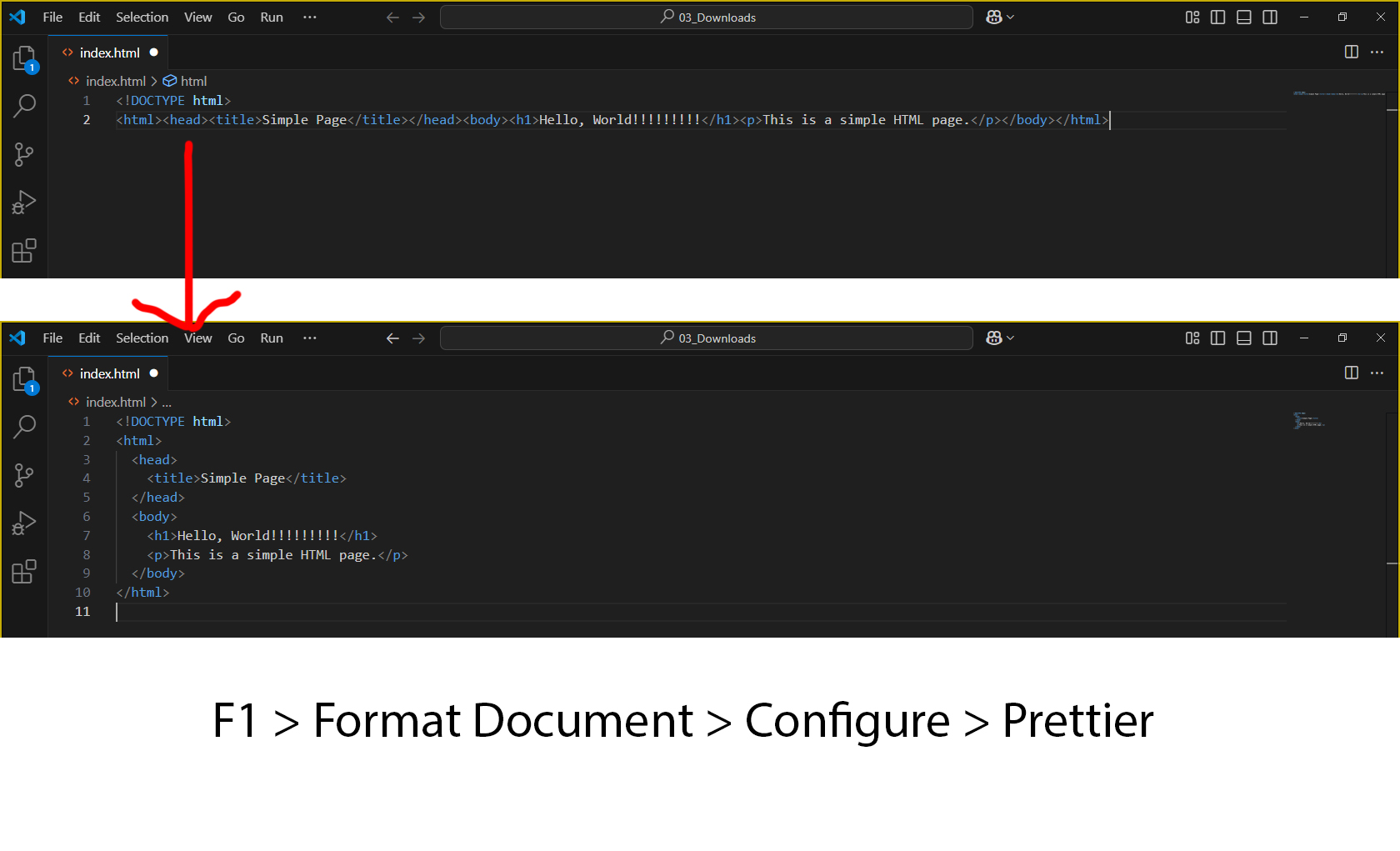 VS Code document formatter