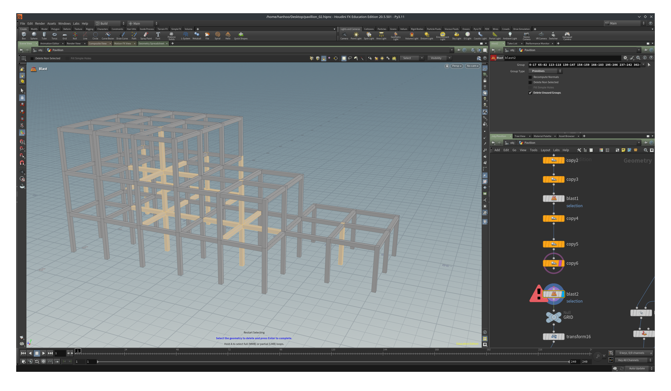 AR0916 delete beams and columns