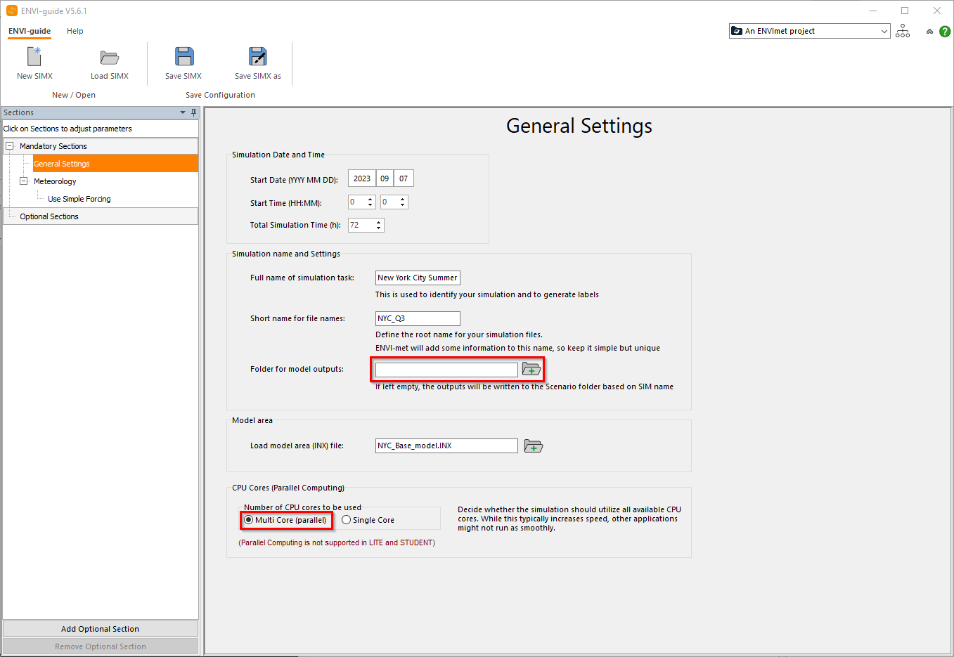 ENVI-guide check General Settings