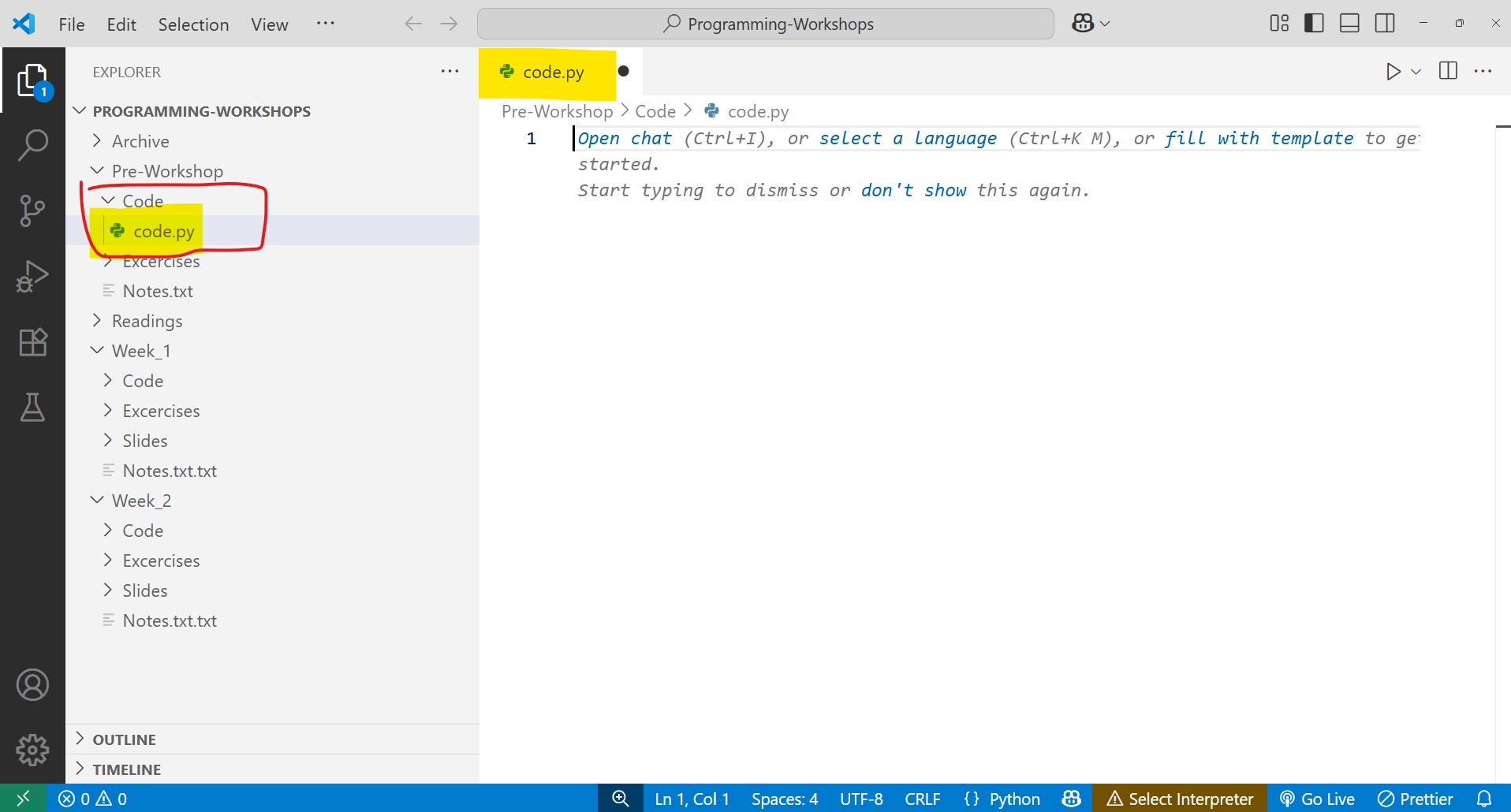 Create a new Python file