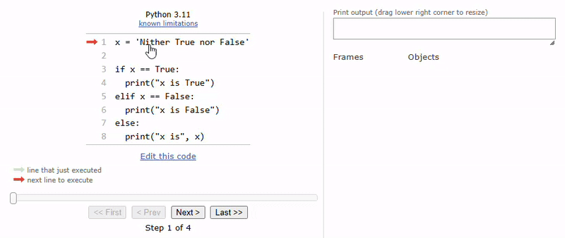 the code executes from the top to check for which statement is true