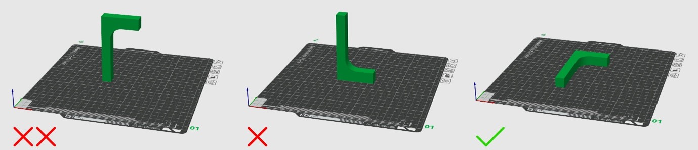 Placement of the objects is important. Think how you can make it the most efficient for the printer. 
