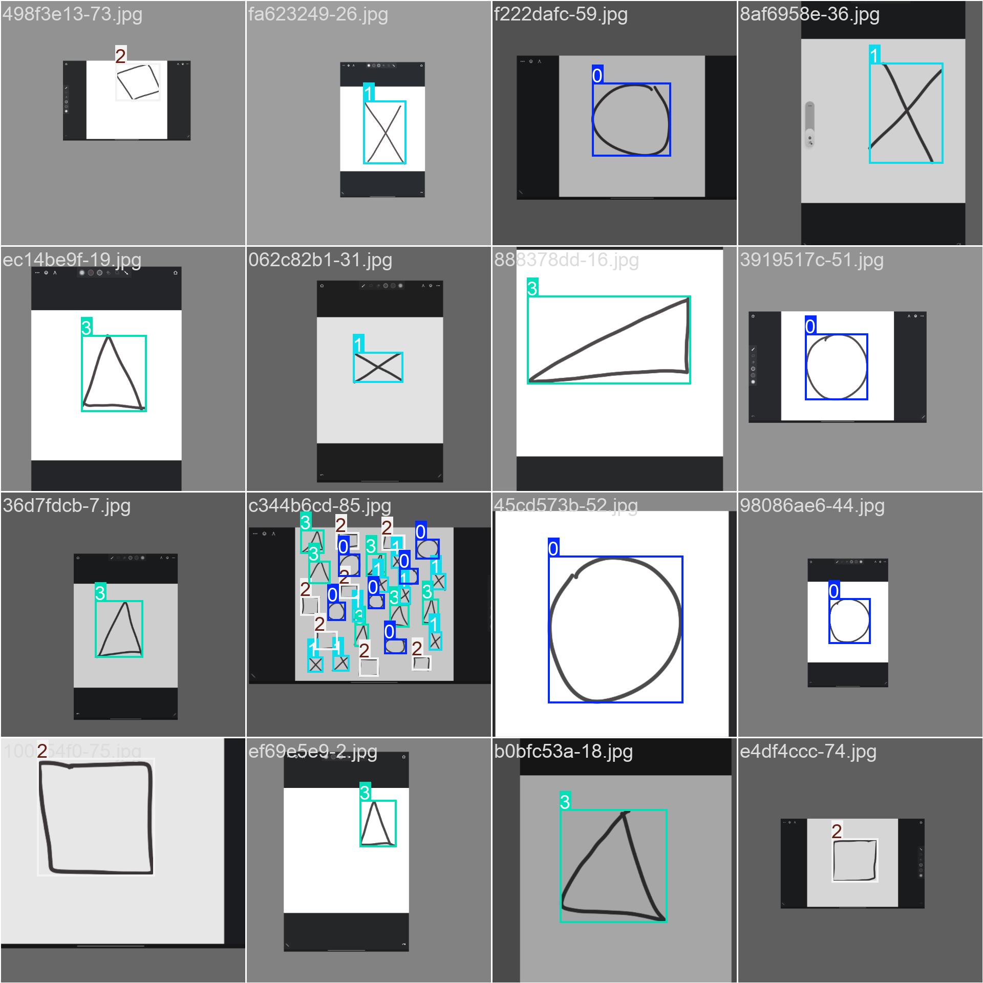 Shapes are classified by integer values and localized on the screen