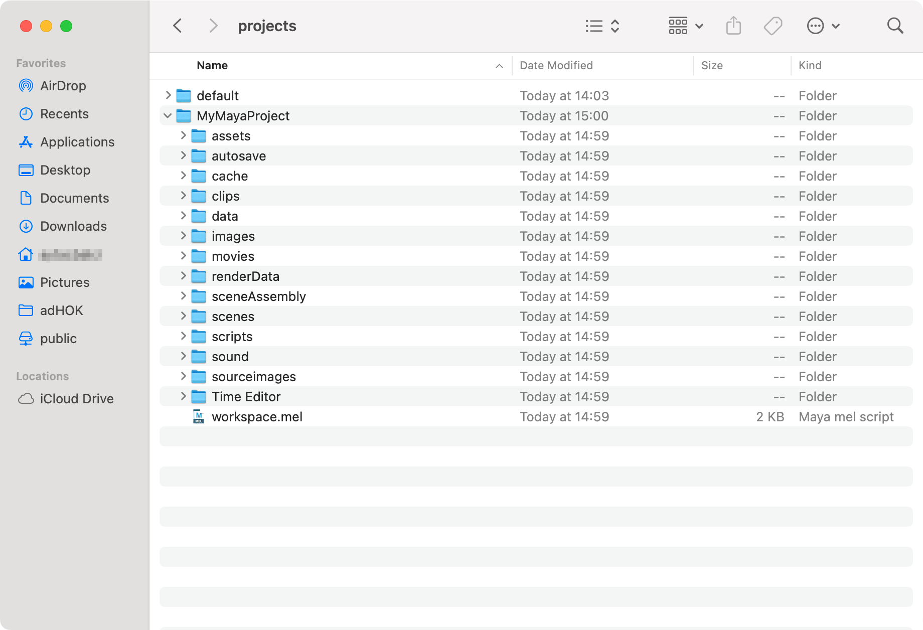Example Maya project folder
